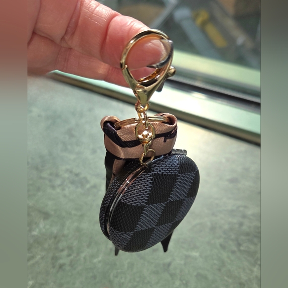 Mirror Bag Charm Keychain with Scarf Accent, Blue - Picture 4 of 4